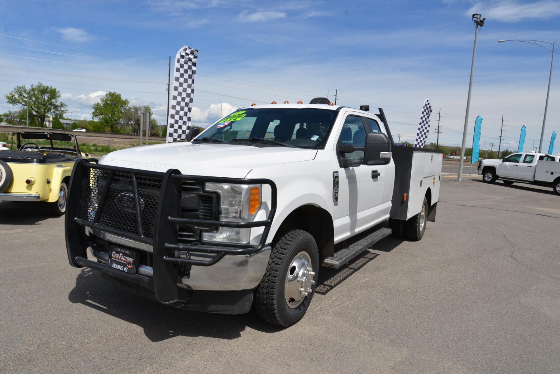 2017 White /Gray Ford F-350 SD XL Supercab Dually (1FD8X3H69HE) with an 6.2 Gasoline V8 engine, 6 speed automatic transmission, located at 4562 State Avenue, Billings, MT, 59101, (406) 896-9833, 45.769516, -108.526772 - 2017 Ford F-350 SuperCab Dually 4WD - Service Body! 6.2L V8 OHV 16V Engine - 6-Speed Automatic Transmission - 4WD - Service/Utility Body - 133,429 miles - Inspected and serviced - copy of inspection and work performed as well as a full vehicle history report provided - Ready to go to the jobsite - Photo #1